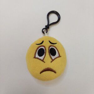 Emoji Key Chain Character Mood Sad Plush Yellow Round 2 inch Pull Novelty Toy